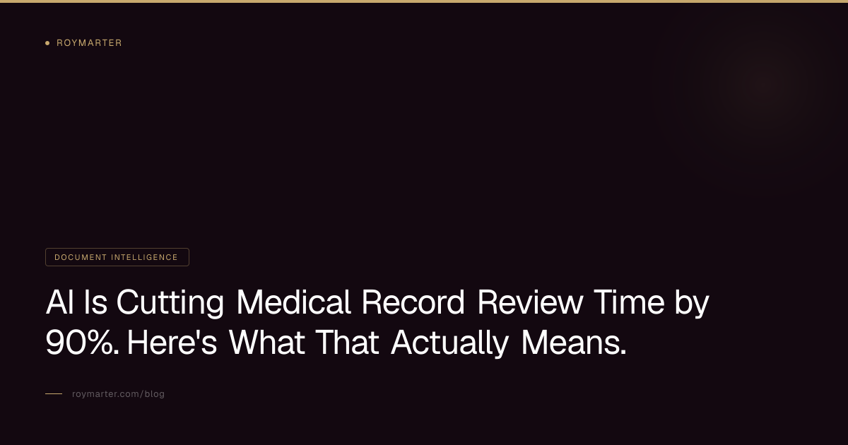 AI Is Cutting Medical Record Review Time by 90%. Here's What That Actually Means.